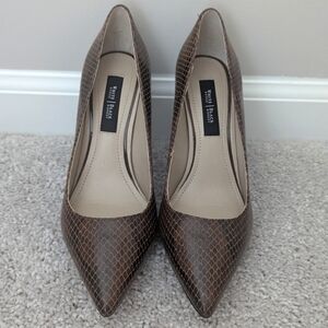 White House Black Market Brown Snakeskin Heels
